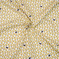 Baumwollwebware "Emilie" BW-Druck mit Küken - gelb/schwarz/weiß Baumwollwebware "Emilie" BW-Druck mit Küken - gelb/schwarz/weiß